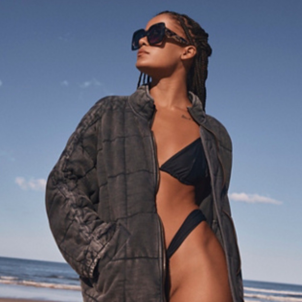 Free People Black Quilted Jacket